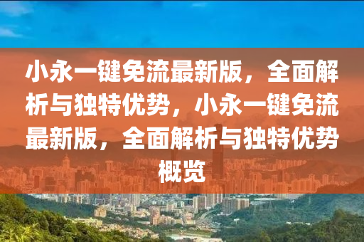 小永一键免流最新版，全面解析与独特优势，小永一键免流最新版，全面解析与独特优势概览