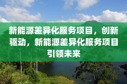 新能源差异化服务项目，创新驱动，新能源差异化服务项目引领未来