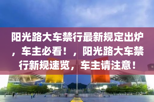 阳光路大车禁行最新规定出炉，车主必看！，阳光路大车禁行新规速览，车主请注意！