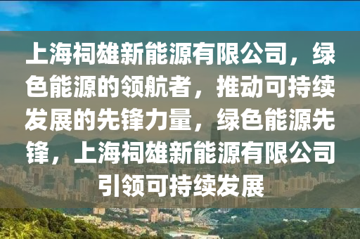 上海祠雄新能源有限公司，绿色能源的领航者，推动可持续发展的先锋力量，绿色能源先锋，上海祠雄新能源有限公司引领可持续发展