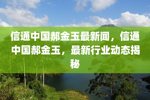 信通中国郝金玉最新闻，信通中国郝金玉，最新行业动态揭秘