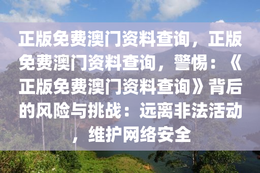 正版免费澳门资料查询，正版免费澳门资料查询，警惕：《正版免费澳门资料查询》背后的风险与挑战：远离非法活动，维护网络安全