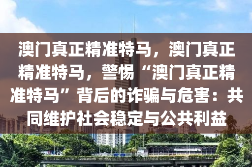 澳门真正精准特马，澳门真正精准特马，警惕“澳门真正精准特马”背后的诈骗与危害：共同维护社会稳定与公共利益