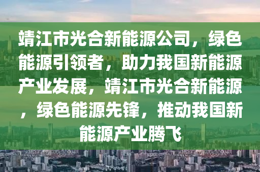 靖江市光合新能源公司，绿色能源引领者，助力我国新能源产业发展，靖江市光合新能源，绿色能源先锋，推动我国新能源产业腾飞