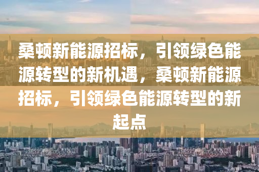 桑顿新能源招标，引领绿色能源转型的新机遇，桑顿新能源招标，引领绿色能源转型的新起点