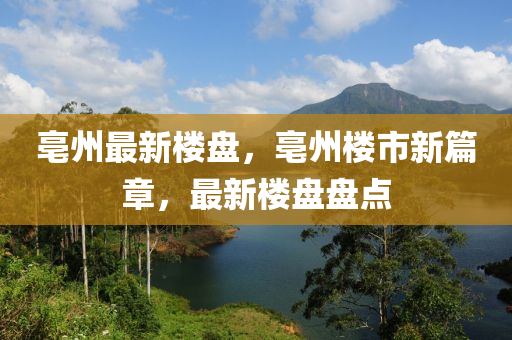 亳州最新楼盘，亳州楼市新篇章，最新楼盘盘点