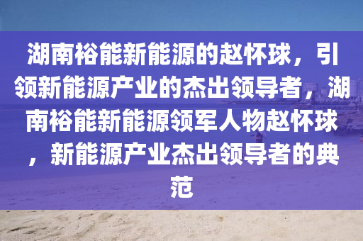 湖南裕能新能源的赵怀球，引领新能源产业的杰出领导者，湖南裕能新能源领军人物赵怀球，新能源产业杰出领导者的典范