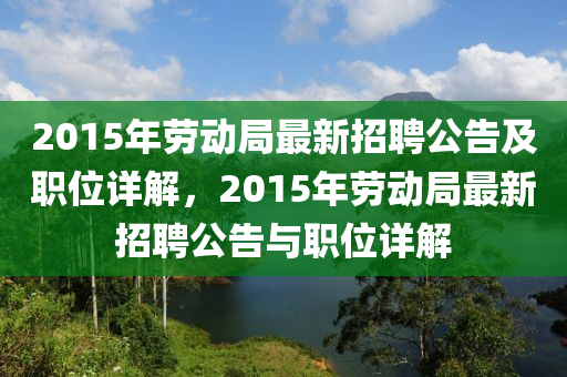 2015年劳动局最新招聘公告及职位详解，2015年劳动局最新招聘公告与职位详解