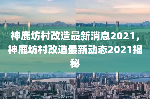 神鹿坊村改造最新消息2021，神鹿坊村改造最新动态2021揭秘