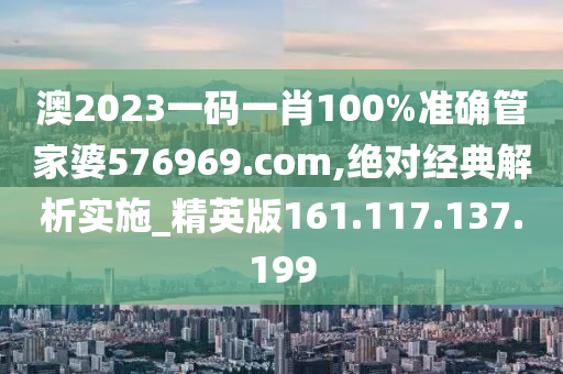 澳2023一码一肖100%准确管家婆576969.com,绝对经典解析实施_精英版161.117.137.199