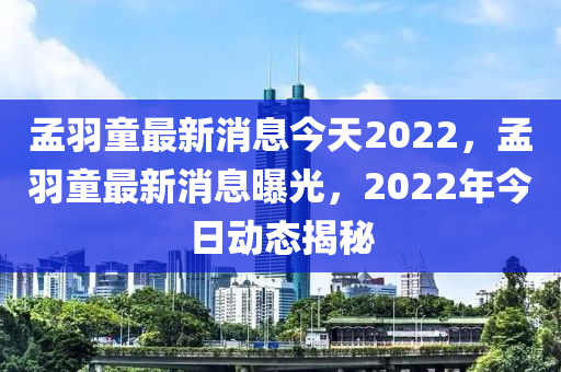 孟羽童最新消息今天2022，孟羽童最新消息曝光，2022年今日动态揭秘