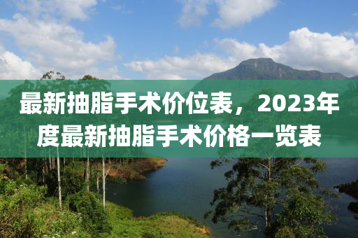 最新抽脂手術(shù)價(jià)位表，2023年度最新抽脂手術(shù)價(jià)格一覽表