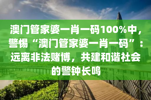 澳門管家婆一肖一碼100%中，警惕“澳門管家婆一肖一碼”：遠離非法賭博，共建和諧社會的警鐘長鳴