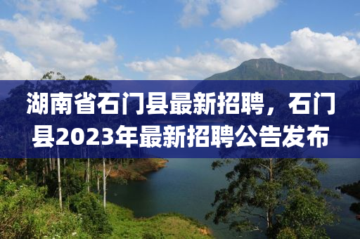 湖南省石门县最新招聘，石门县2023年最新招聘公告发布