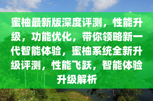 蜜柚最新版深度评测，性能升级，功能优化，带你领略新一代智能体验，蜜柚系统全新升级评测，性能飞跃，智能体验升级解析