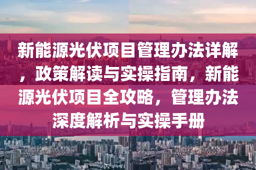 新能源光伏项目管理办法详解，政策解读与实操指南，新能源光伏项目全攻略，管理办法深度解析与实操手册