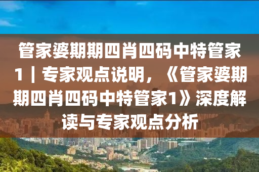 管家婆期期四肖四碼中特管家1｜專家觀點說明，《管家婆期期四肖四碼中特管家1》深度解讀與專家觀點分析