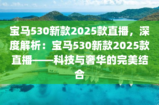 寶馬530新款2025款直播，深度解析：寶馬530新款2025款直播——科技與奢華的完美結合