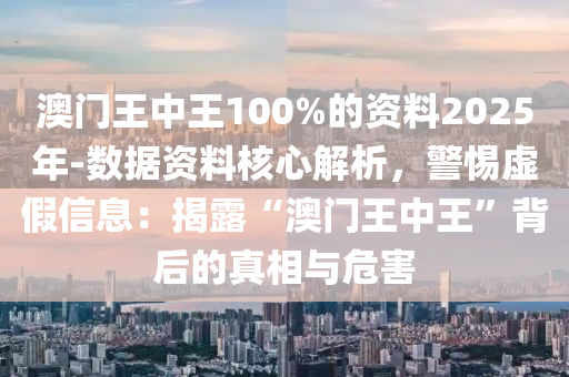 澳門王中王100%的資料2025年-數(shù)據(jù)資料核心解析，警惕虛假信息：揭露“澳門王中王”背后的真相與危害