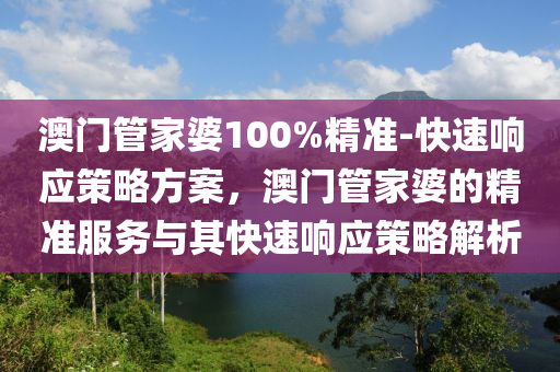 澳門管家婆100%精準(zhǔn)-快速響應(yīng)策略方案，澳門管家婆的精準(zhǔn)服務(wù)與其快速響應(yīng)策略解析