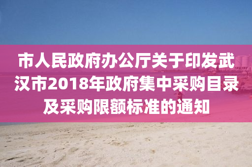 市人民政府辦公廳關(guān)于印發(fā)武漢市2018年政府集中采購目錄及采購限額標(biāo)準(zhǔn)的通知