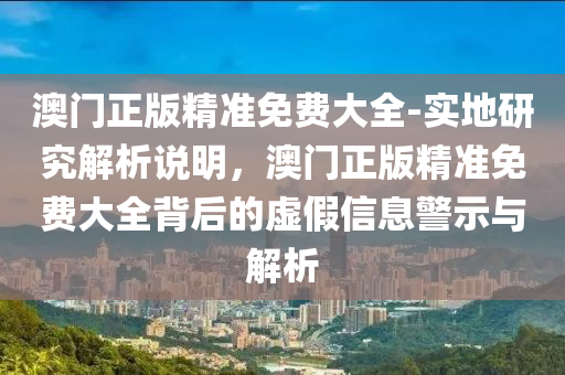 澳門正版精準免費大全-實地研究解析說明，澳門正版精準免費大全背后的虛假信息警示與解析