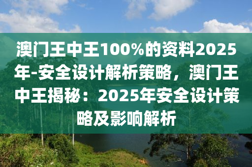 澳門王中王100%的資料2025年-安全設(shè)計解析策略，澳門王中王揭秘：2025年安全設(shè)計策略及影響解析