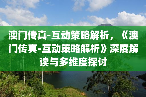 澳門傳真-互動策略解析，《澳門傳真-互動策略解析》深度解讀與多維度探討