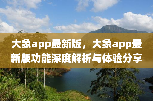 大象app最新版，大象app最新版功能深度解析與體驗(yàn)分享