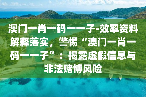 澳門一肖一碼一一子-效率資料解釋落實(shí)，警惕“澳門一肖一碼一一子”：揭露虛假信息與非法賭博風(fēng)險(xiǎn)