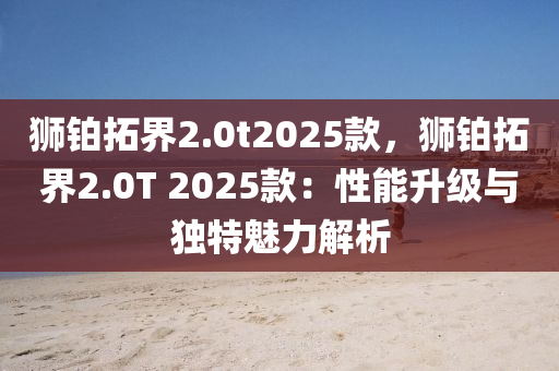 獅鉑拓界2.0t2025款，獅鉑拓界2.0T 2025款：性能升級與獨特魅力解析