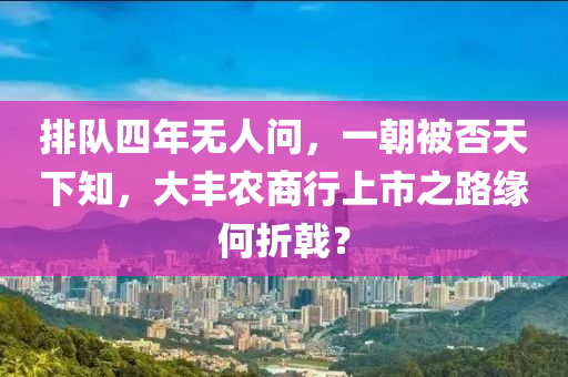 排隊(duì)四年無人問，一朝被否天下知，大豐農(nóng)商行上市之路緣何折戟？