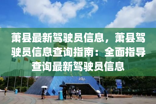 蕭縣最新駕駛員信息，蕭縣駕駛員信息查詢指南：全面指導(dǎo)查詢最新駕駛員信息