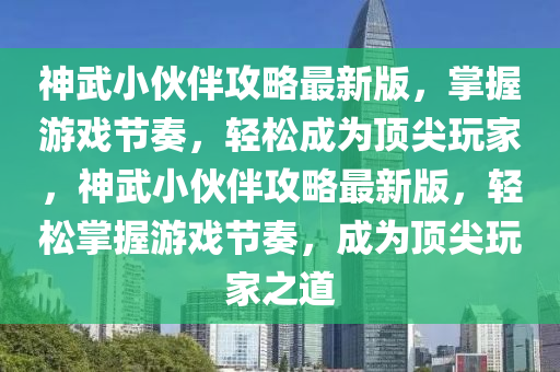 神武小伙伴攻略最新版，掌握游戲節(jié)奏，輕松成為頂尖玩家，神武小伙伴攻略最新版，輕松掌握游戲節(jié)奏，成為頂尖玩家之道