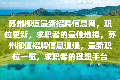 蘇州柳道最新招聘信息網(wǎng)，職位更新，求職者的最佳選擇，蘇州柳道招聘信息速遞，最新職位一覽，求職者的理想平臺