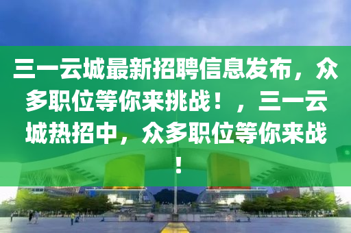 三一云城最新招聘信息發(fā)布，眾多職位等你來挑戰(zhàn)！，三一云城熱招中，眾多職位等你來戰(zhàn)！