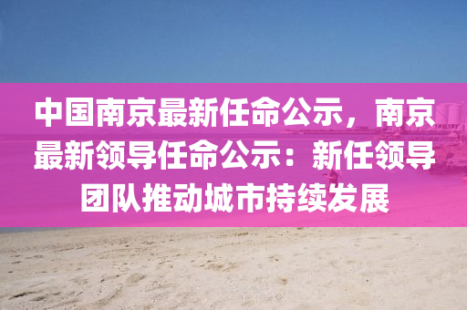 中國南京最新任命公示，南京最新領導任命公示：新任領導團隊推動城市持續(xù)發(fā)展