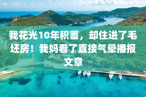 我花光10年積蓄，卻住進(jìn)了毛坯房！我媽看了直接氣暈播報文章