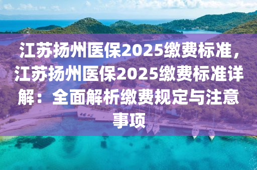 江蘇揚州醫(yī)保2025繳費標(biāo)準(zhǔn)，江蘇揚州醫(yī)保2025繳費標(biāo)準(zhǔn)詳解：全面解析繳費規(guī)定與注意事項