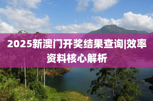 2025新澳門開獎結(jié)果查詢|效率資料核心解析