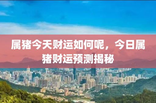 屬豬今天財(cái)運(yùn)如何呢，今日屬豬財(cái)運(yùn)預(yù)測(cè)揭秘