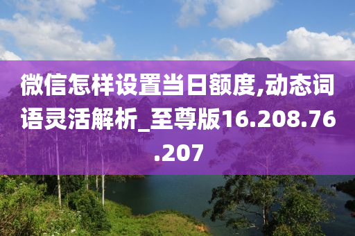 微信怎樣設(shè)置當(dāng)日額度,動態(tài)詞語靈活解析_至尊版16.208.76.207