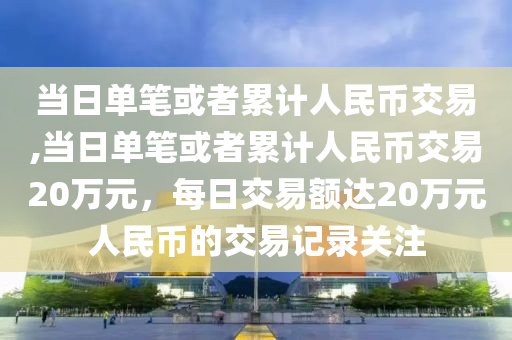 当日单笔或者累计人民币交易,当日单笔或者累计人民币交易20万元，每日交易额达20万元人民币的交易记录关注