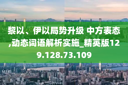 黎以、伊以局势升级 中方表态,动态词语解析实施_精英版129.128.73.109