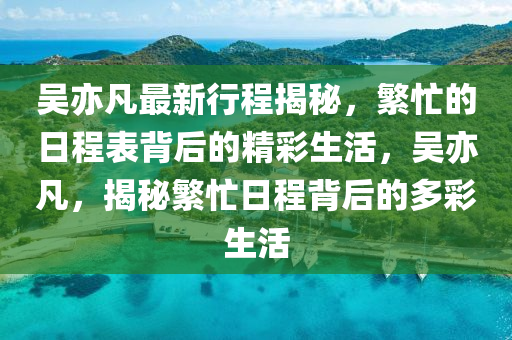 吳亦凡最新行程揭秘，繁忙的日程表背后的精彩生活，吳亦凡，揭秘繁忙日程背后的多彩生活