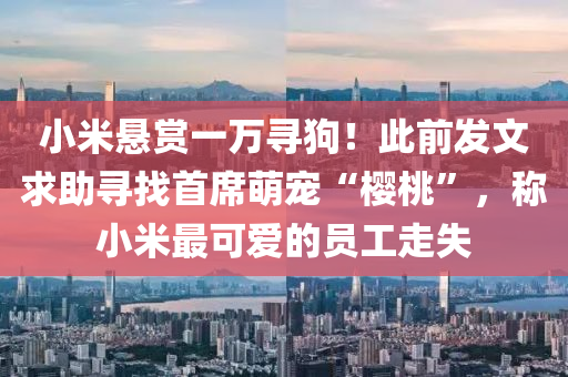 小米懸賞一萬尋狗！此前發(fā)文求助尋找首席萌寵“櫻桃”，稱小米最可愛的員工走失