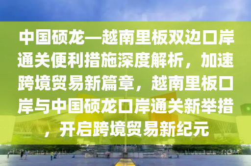 中國碩龍—越南里板雙邊口岸通關便利措施深度解析，加速跨境貿(mào)易新篇章，越南里板口岸與中國碩龍口岸通關新舉措，開啟跨境貿(mào)易新紀元