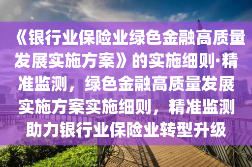 《銀行業(yè)保險(xiǎn)業(yè)綠色金融高質(zhì)量發(fā)展實(shí)施方案》的實(shí)施細(xì)則·精準(zhǔn)監(jiān)測(cè)，綠色金融高質(zhì)量發(fā)展實(shí)施方案實(shí)施細(xì)則，精準(zhǔn)監(jiān)測(cè)助力銀行業(yè)保險(xiǎn)業(yè)轉(zhuǎn)型升級(jí)