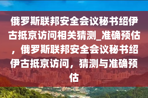 俄羅斯聯(lián)邦安全會議秘書紹伊古抵京訪問相關猜測_準確預估，俄羅斯聯(lián)邦安全會議秘書紹伊古抵京訪問，猜測與準確預估