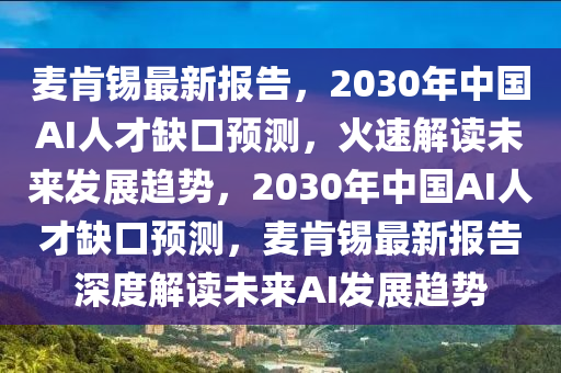 麥肯錫最新報(bào)告，2030年中國(guó)AI人才缺口預(yù)測(cè)，火速解讀未來(lái)發(fā)展趨勢(shì)，2030年中國(guó)AI人才缺口預(yù)測(cè)，麥肯錫最新報(bào)告深度解讀未來(lái)AI發(fā)展趨勢(shì)